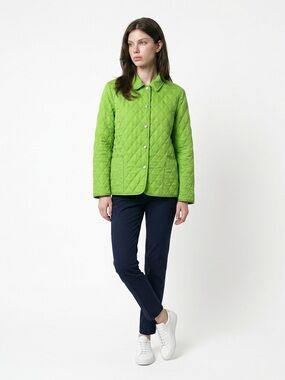 Burberry Neon Green Quilted Snap-Front  Jacket